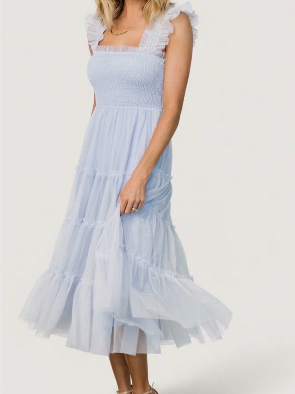 Light Blue Ruffled Tiered Women’s Dress - Picture 4 of 4